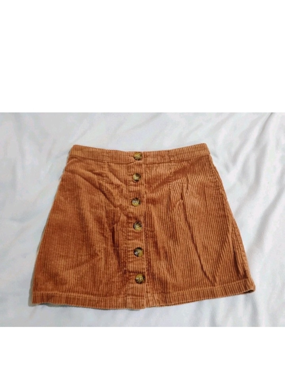 Forever 21 Copper Corduroy Button-Front Mini Skirt